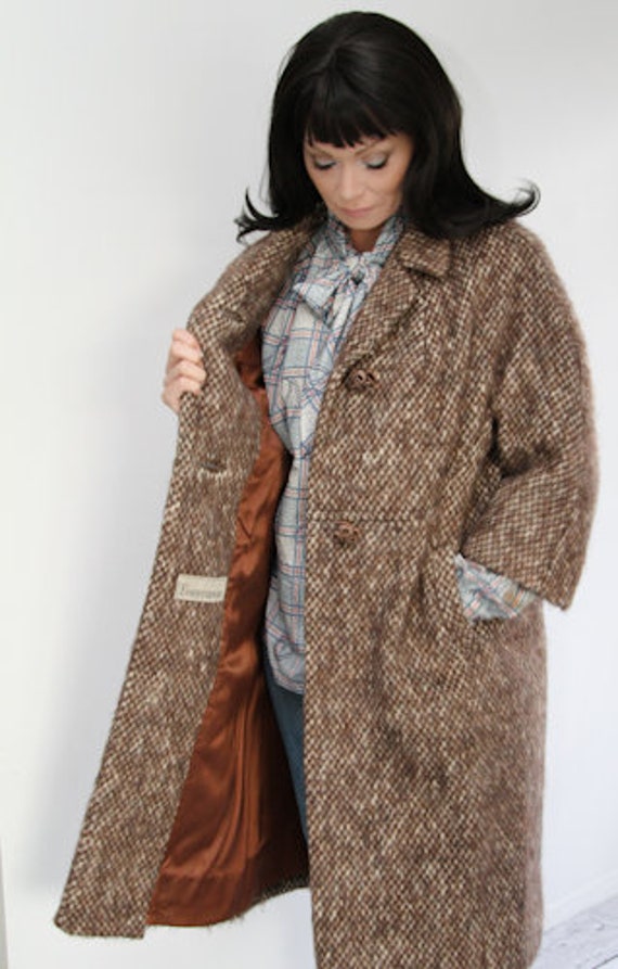 1960s Lilli Ann Swing Coat in Brown Tweed in Size… - image 7