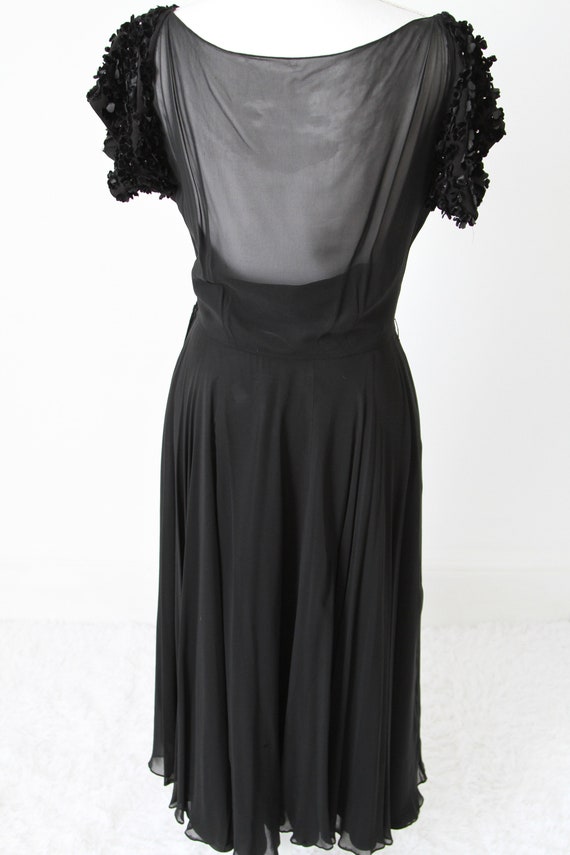 1940s Vintage Fancy Cocktail Dress in Black Embel… - image 8
