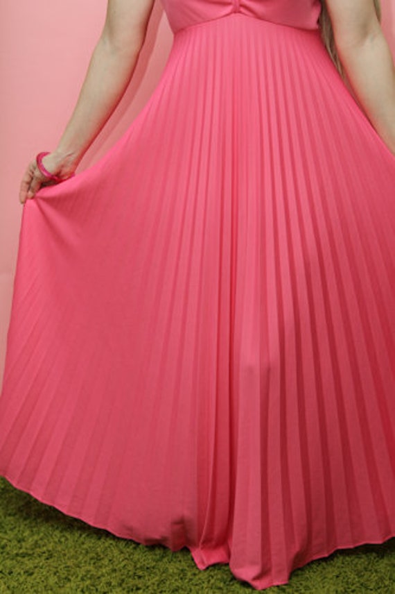 Handmade 70's Empire Waist Evening Gown in Pink P… - image 5