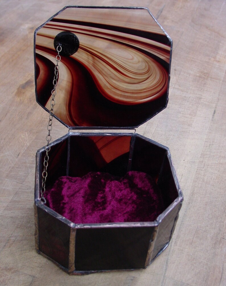 Octagonal Glass Jewelry Box Etsy