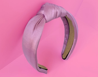 Rose Pink Satin Turban Knot Hair Headband Handmade
