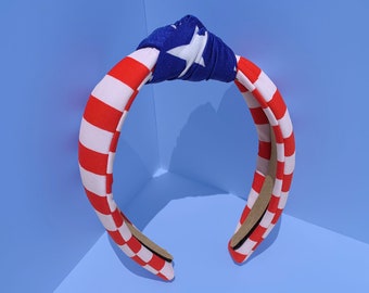 Fourth of July Independence Day Stars and Stripe Knot Hair Headband Handmade Accessory