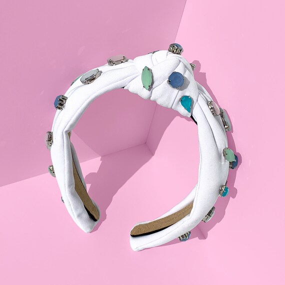 Pastel Rainbow Jewel Knot Hair Headband Handmade Etsy