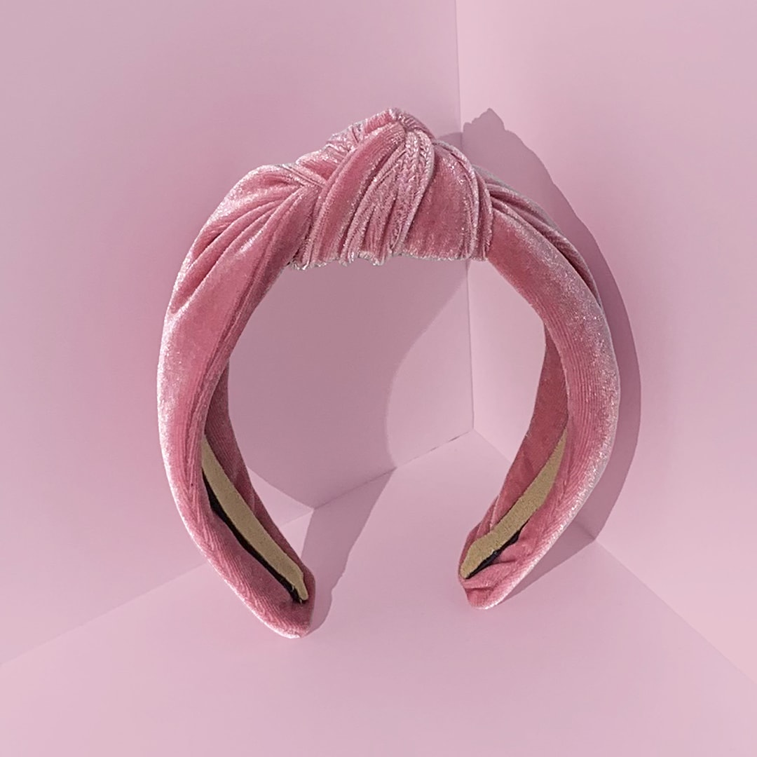 Vicky Velvet Tied Bows Dusty Pink Headband main image 0