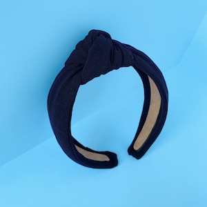 Marineblauwe tulband knoop haar hoofdband handgemaakte