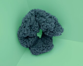 Green Stretch Sherpa Hair Scrunchie Accessory