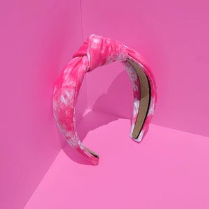 Pink and White Tie Dye Knot Hair Headband Handmade Accessory