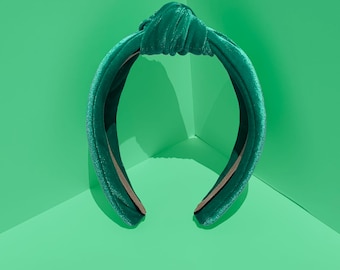 Green Velvet Knot Hair Headband Handmade Accessory
