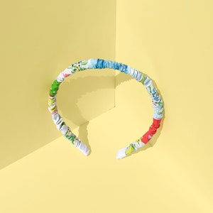 Summer Floral Vintage Quilt Tight Ruched Headband Handmade Accessory