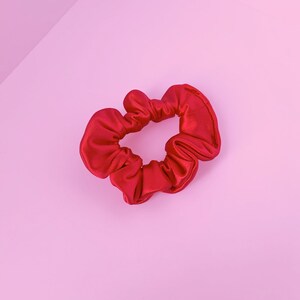 Cherry Red Satin Hair Scrunchie Handmade