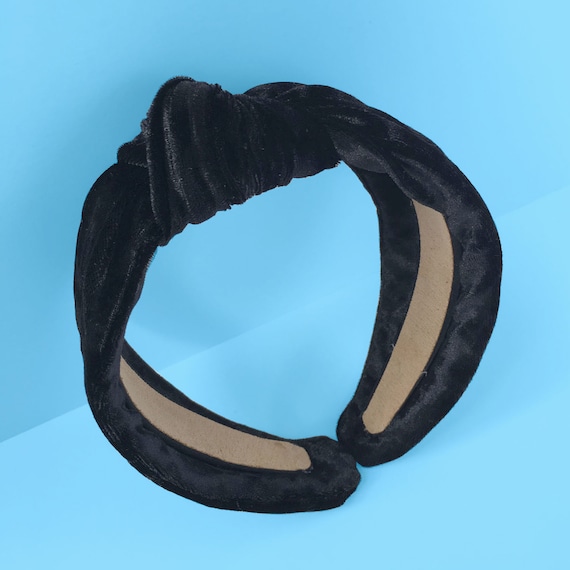 Black Velvet Turban Knot Hair Headband Handmade
