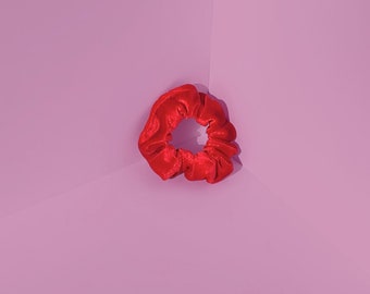 Cherry Red Velvet Hair Scrunchie Handmade