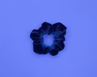 Blue Stretch Velvet Hair Scrunchie Accessory