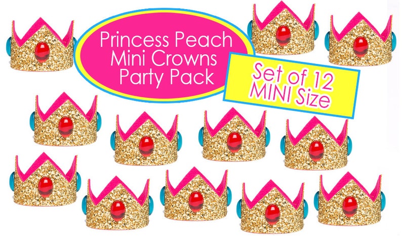 Download Party Supplies Princess Peach Crown Super Mario Bros Princess Peach Crown Set 0f 12 Crowns Cosplay Princess Peach Paper Party Supplies
