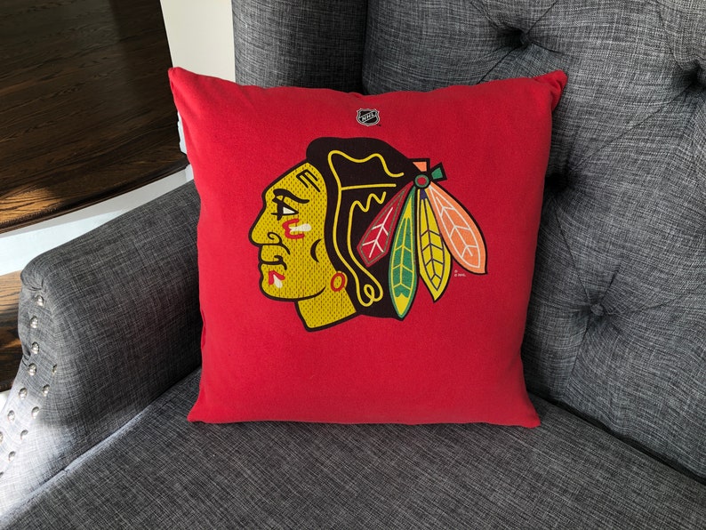 Chicago Blackhawks Hockey 16 x16 Pillow Vintage Ad 16 Inch Pillow Cover by