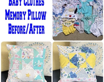 Custom Baby Clothing Memory Patchwork Throw Pillow keepsake pillow