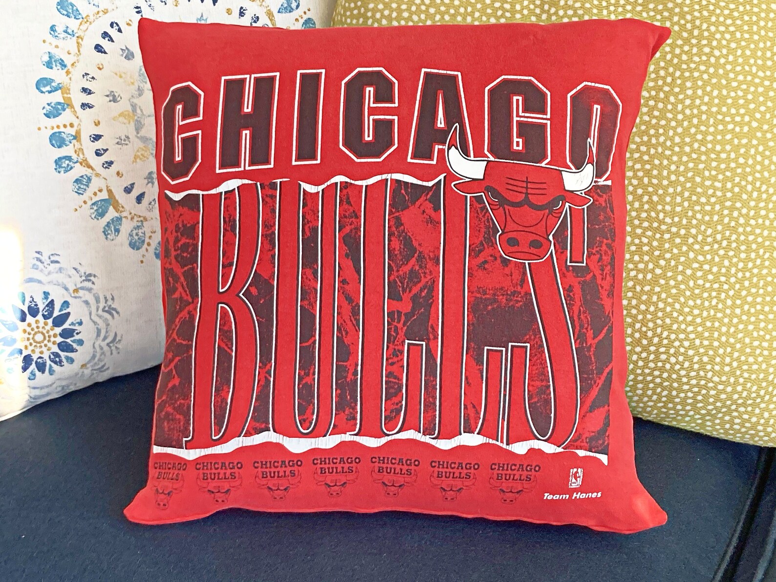 Chicago Bulls Pillow Cover NBA Basketball vintage T shirt Etsy