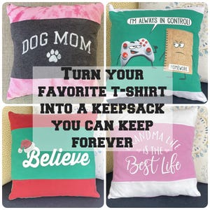 Custom t-shirt Memory Throw Pillow 16x16 pillow cover high school graduation gift dorm room decor