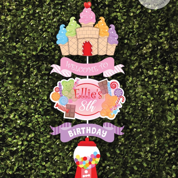 Candy land Welcome Sign, Candyland, Hanging Door Sign, Birthday Party, Decoration, Banner, Greetings, Candy, Candy Shop, Ice Cream