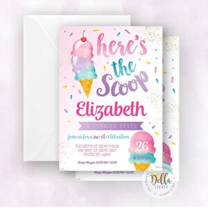 Eiscreme-Einladung, Eis-Geburtstags-Einladung, Eis-Geburtstags-Party, Eiscreme-Party, hier ist die Schaufel, Sommer-Einladung