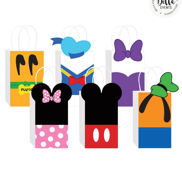 Mickey Mouse Gift Bag Fronts, Mickey Mouse Club House Birthday Party, Mickey Party, Mickey Favor Bag, Gift Bag, Favor Tags, Party Favor
