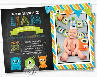 Monster Invitation, Little Monster invite, Monster invitation, Monster Invite, Photo invitation, Birthday invitation, Little Monster (1)