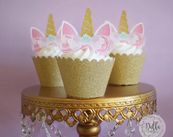 Unicorn Cupcake Topper, Unicorn cake, Unicorn Birthday, Unicorn Party, Unicorn Cake Topper, Unicorn head, Unicorn Decoration, Gold