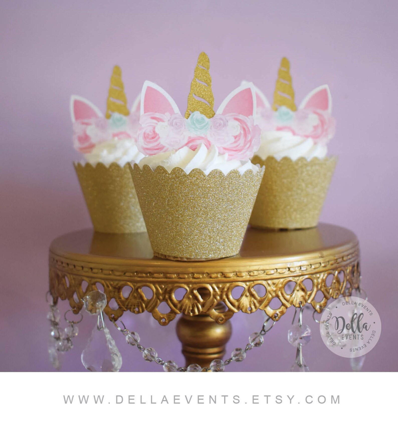 printable unicorn cupcake toppers page two cakes