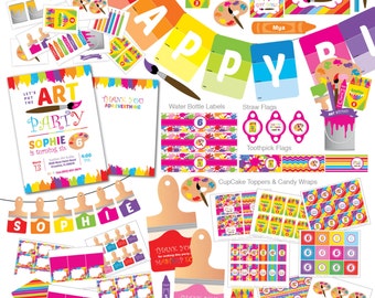 Art Party Invitation, Art Party Invite, Rainbow Art Party, Paint Party, Paint Party Invitation, Paint Party invite, Rainbow Art Party invite