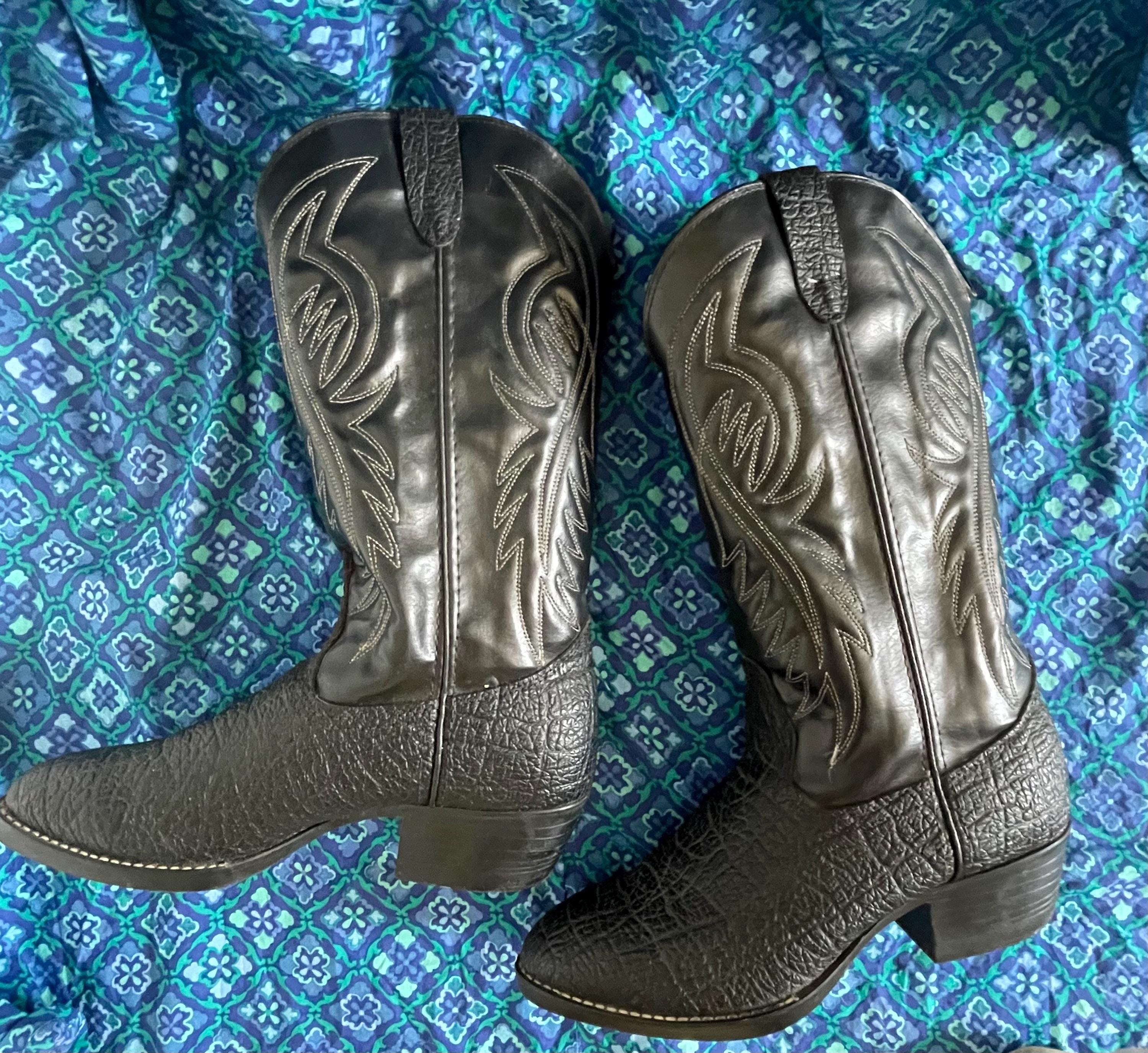 Vintage Black Boots Western Bronco Black With Stitching - Etsy display picture 3