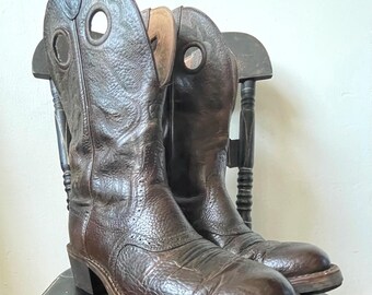 Vintage Y2K Mens Keyhole Cutout Cowboy Boots // Brown  display picture 1
