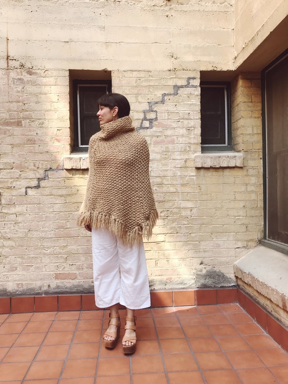 100% Wool Knitted Pull Over Poncho