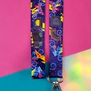 80s Retro Arcade Nostalgia Lanyard - w/ oval clasp