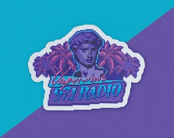 Autocollant en vinyle Vaporwave Pixel Art Statue