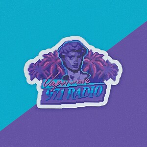 Vaporwave Pixel Art Statue Vinyl Sticker
