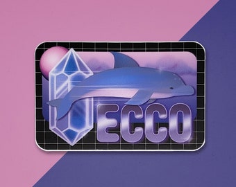 Ecco the Dolphin Sega Genesis Vaporwave Retro Vinyl Sticker