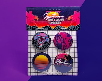 Synthwave Retrowave Aesthetic 1.5" Button Pack