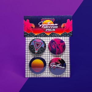 Synthwave Retrowave Aesthetic 1.5" Button Pack image 1