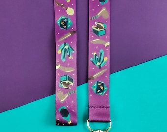 Dungeons and Dragons Role playing Inspired Lanyard w/ lobster clasp