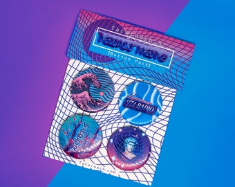 Vaporwave Retrowave Aesthetic 1.5" Button Pack