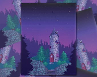 Stardew Valley Wizard Tower Fanart Pixel Art Print (8.5x11)