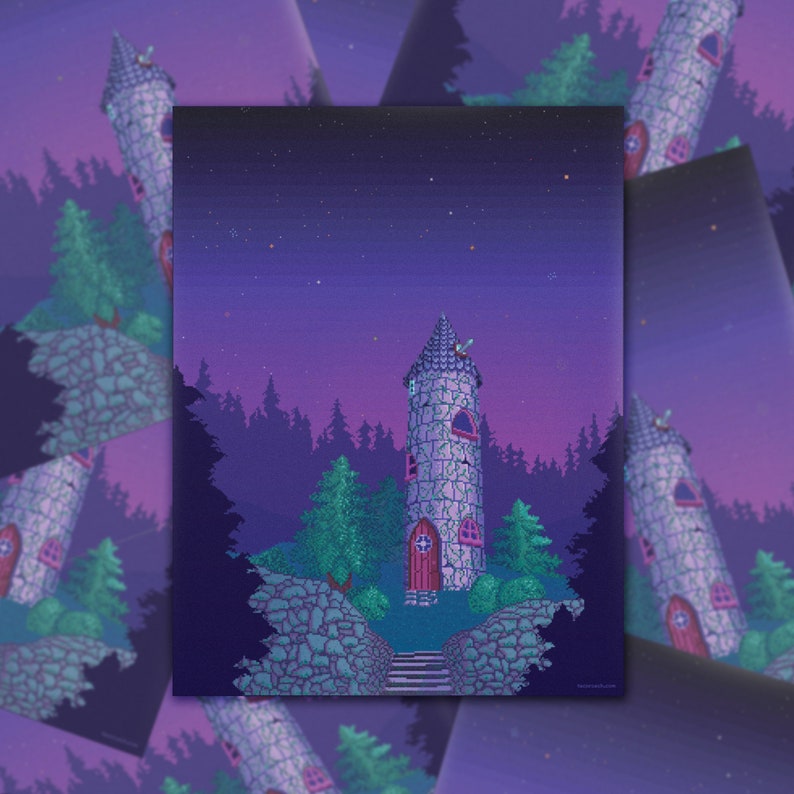 Stardew Valley Wizard Tower Fanart Pixel Art Print 8.5x11 画像 1
