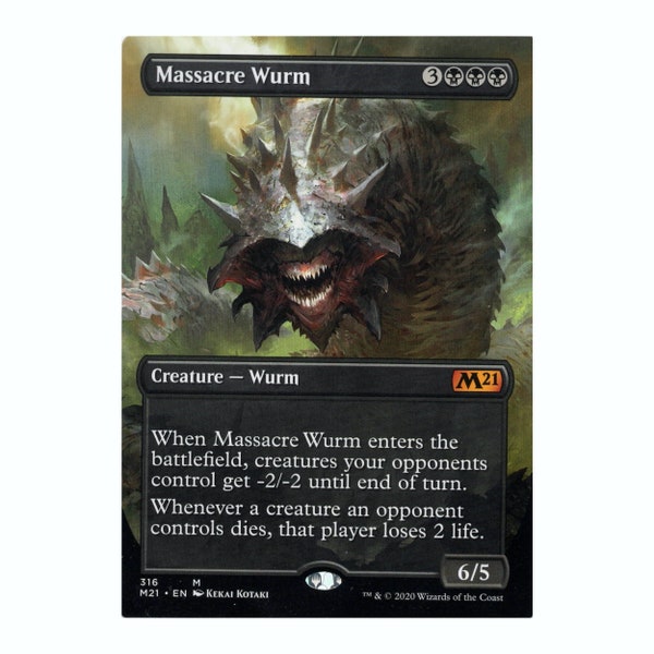 Massacre Wurm *Borderless Alternate Art* Magic: The Gathering TCG *M21 Core Set* 316, Mythic MTG Trading Card Games