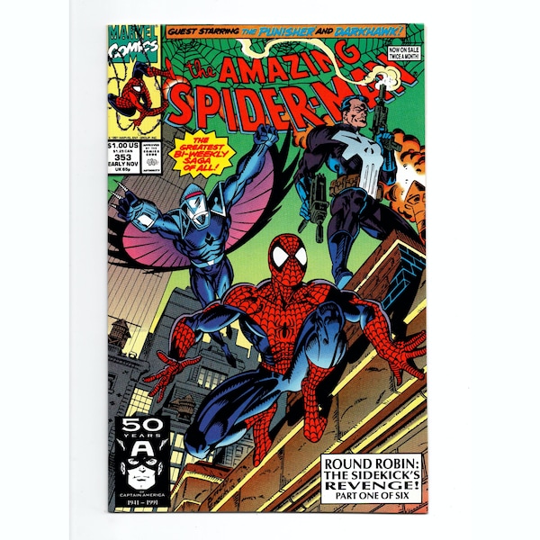 Amazing Spider-Man #353 *Punisher & Darkhawk* Marvel Comics 1991 *Mark Bagley* Spiderman Comic Books