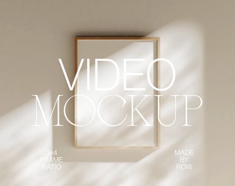 Video Mockup 3x4 12x16 Frame | Wood Frame Mockup Animated | Vertical Frame Shadow Overlay | PSD Photoshop Mockup | Minimal Thin Wood Frame