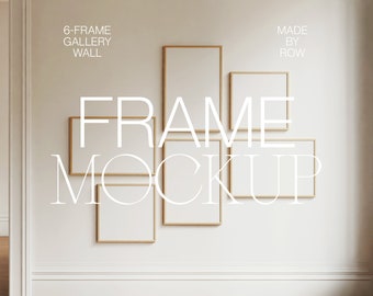Gallery Wall Mockup | Frame Mockup | 6 Frame Gallery Wall Mockup | Thin Wood Frame | Frame Mockup Bundle | PSD Photoshop Mockup | Minimalist
