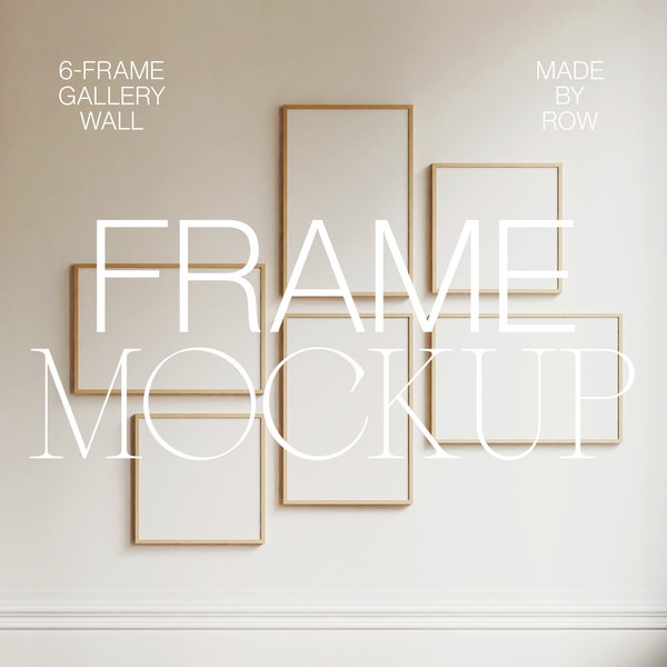 Gallery Wall Mockup | Frame Mockup | 6 Frame Gallery Wall Mockup | Thin Wood Frame | Frame Mockup Bundle | PSD Photoshop Mockup | Minimalist