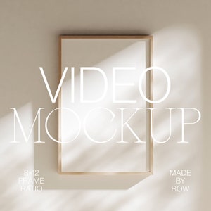 Video Mockup Frame | Wood Frame Mockup Animated | Vertical Frame Shadow Overlay | 2x3 8x12 | PSD Photoshop Mockup | Minimal Thin Wood Frame