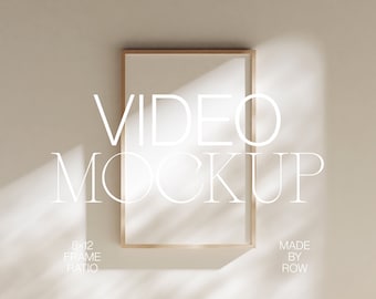 Video Mockup Frame | Wood Frame Mockup Animated | Vertical Frame Shadow Overlay | 2x3 8x12 | PSD Photoshop Mockup | Minimal Thin Wood Frame