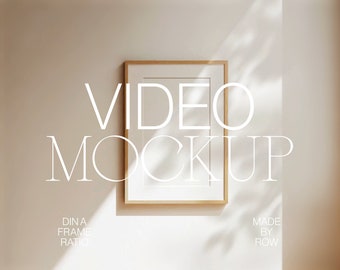 Frame Mockup Video DIN A4 A2 | Wood Frame Mockup Animated | Vertical Frame Shadow Overlay | PSD Photoshop Mockup | Minimal Thin Wood Frame